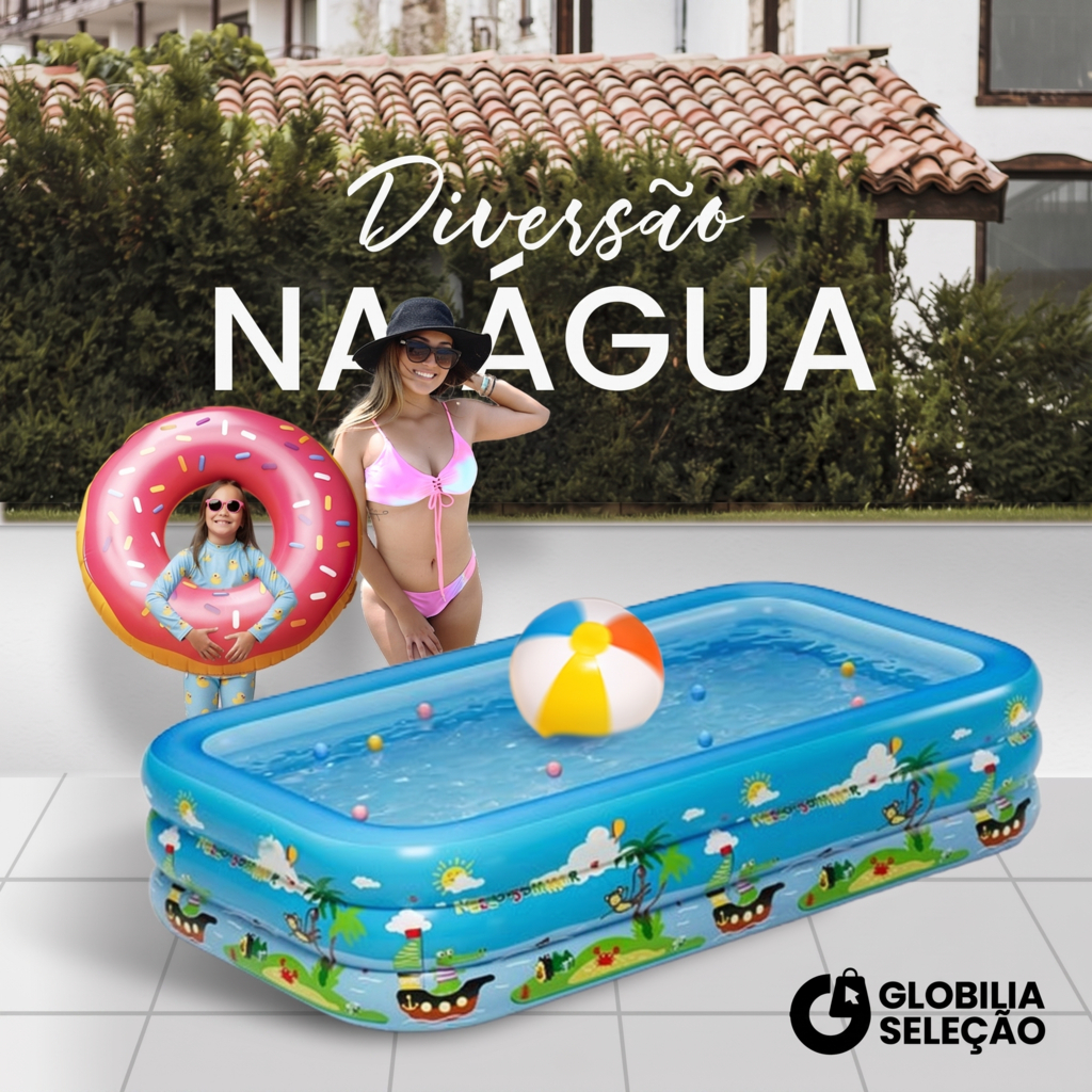 NovidadesPiscina Inflável Retangular Infantil 3 A