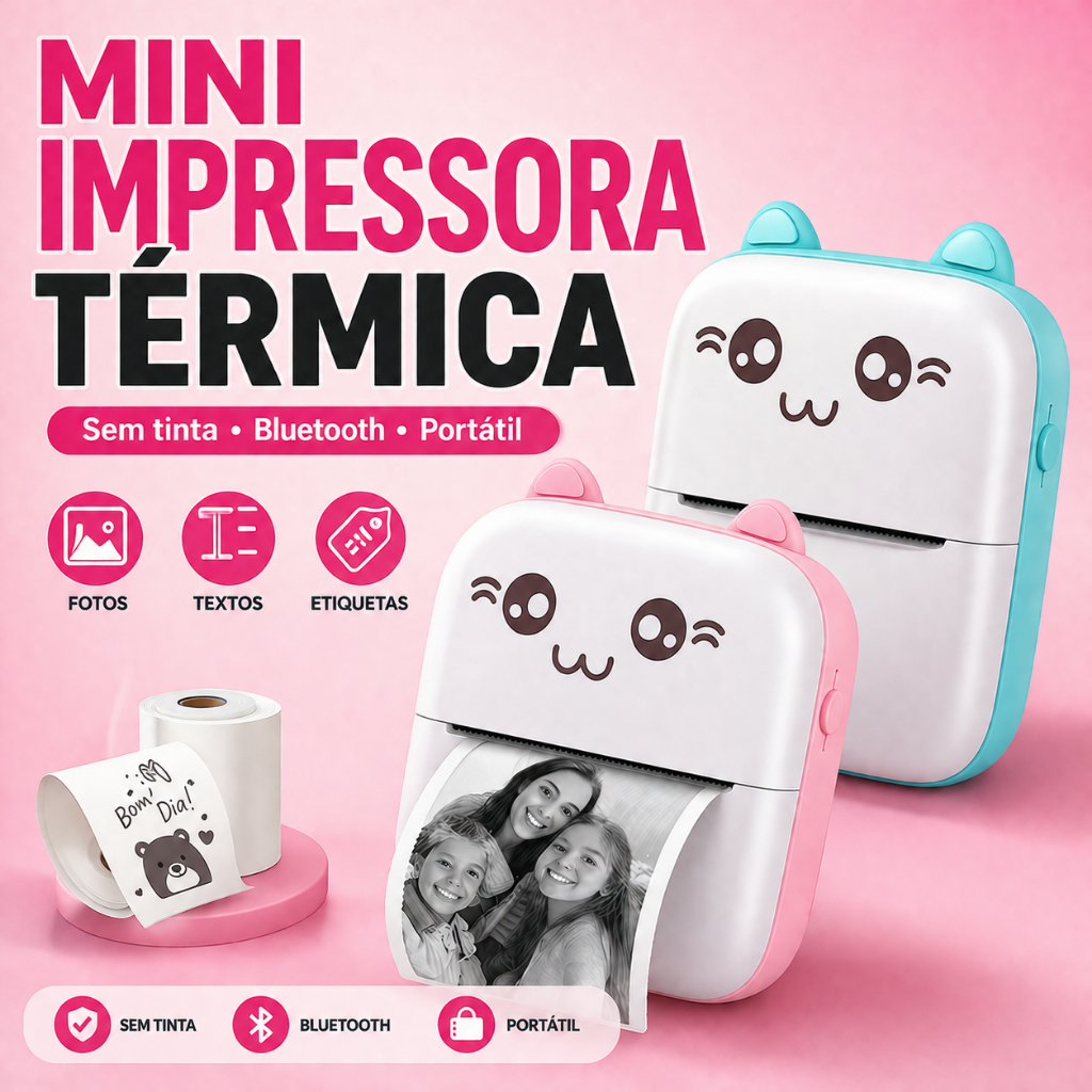 Mini Impressora Térmica Portátil Imprima Fotos e