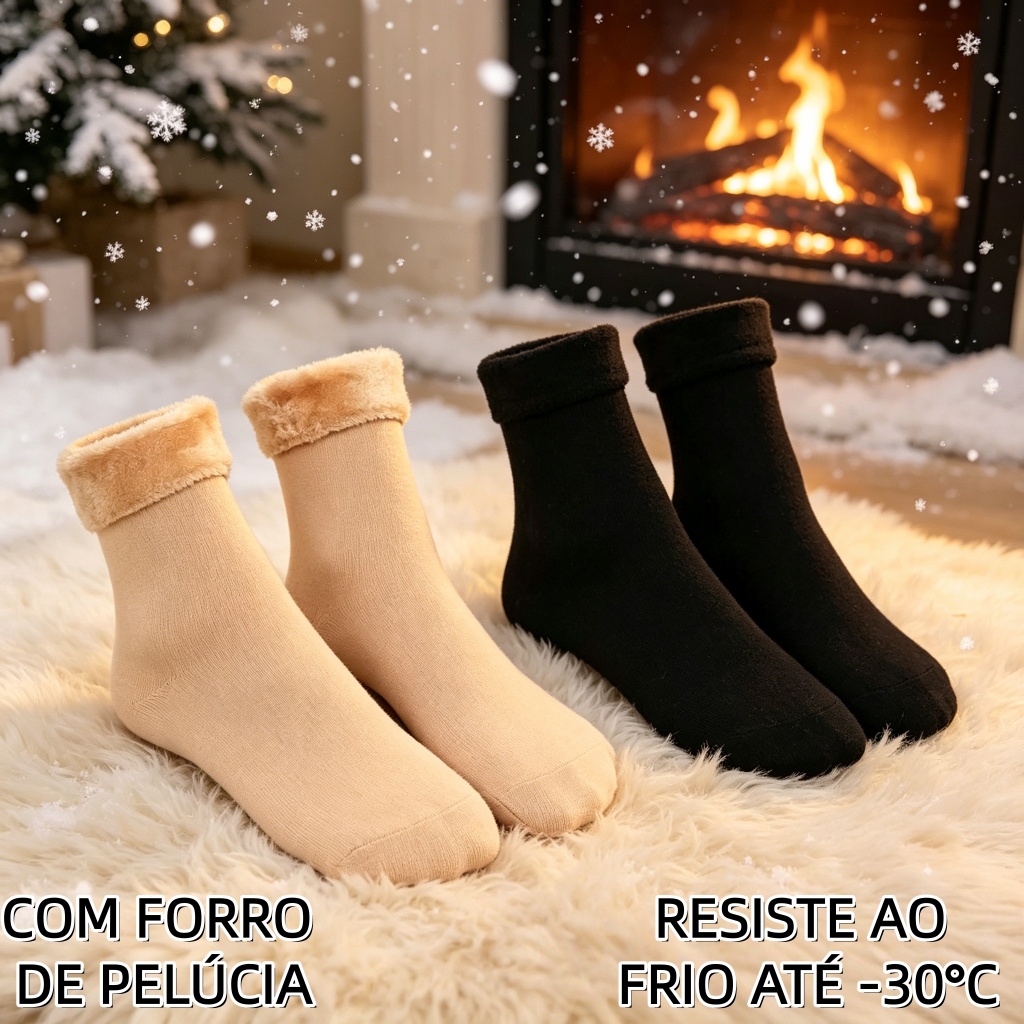 Kit com 6,3,1 pares de meias/meias soquete térmic