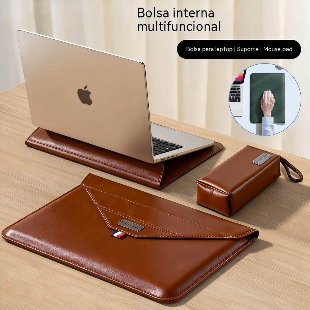 Mochila para notebook de alta qualidade, couro, 13