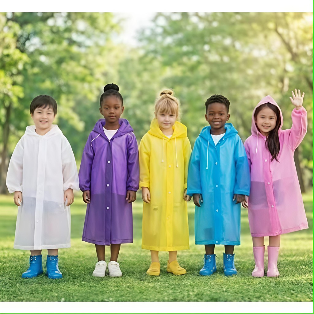 Capa de Chuva Infantil com Capuz  Unissex para Men