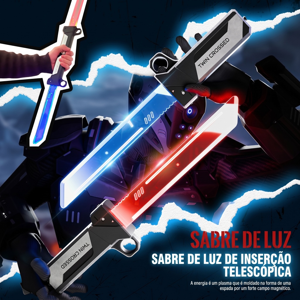 Brinquedo Espada Luminosa LED Dupla Sabre de Luz E
