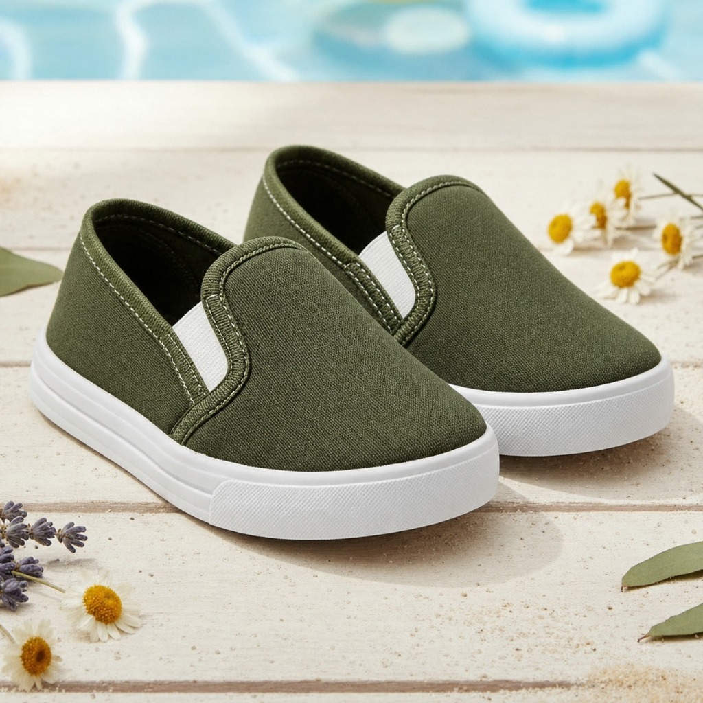 Tênis Slip On Infantil Verde Confortável Menino 