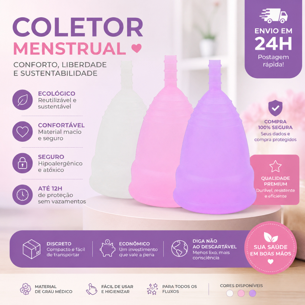 Coletor Menstrual Reutilizável Copo Menstrual Sil