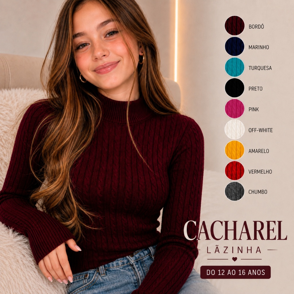 Blusa Cacharrel Feminina Tricô Lãzinha Trançada