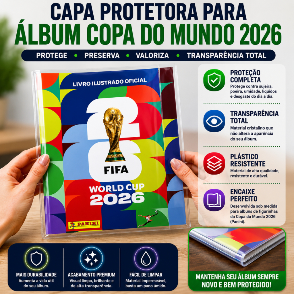 Capa Plástica Protetora de Album da Copa do Mundo