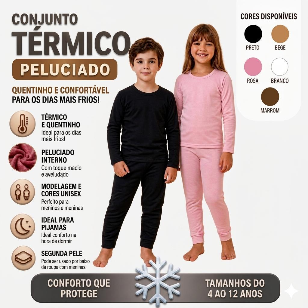 Conjunto Térmico Infantil Peluciado Segunda Pele 