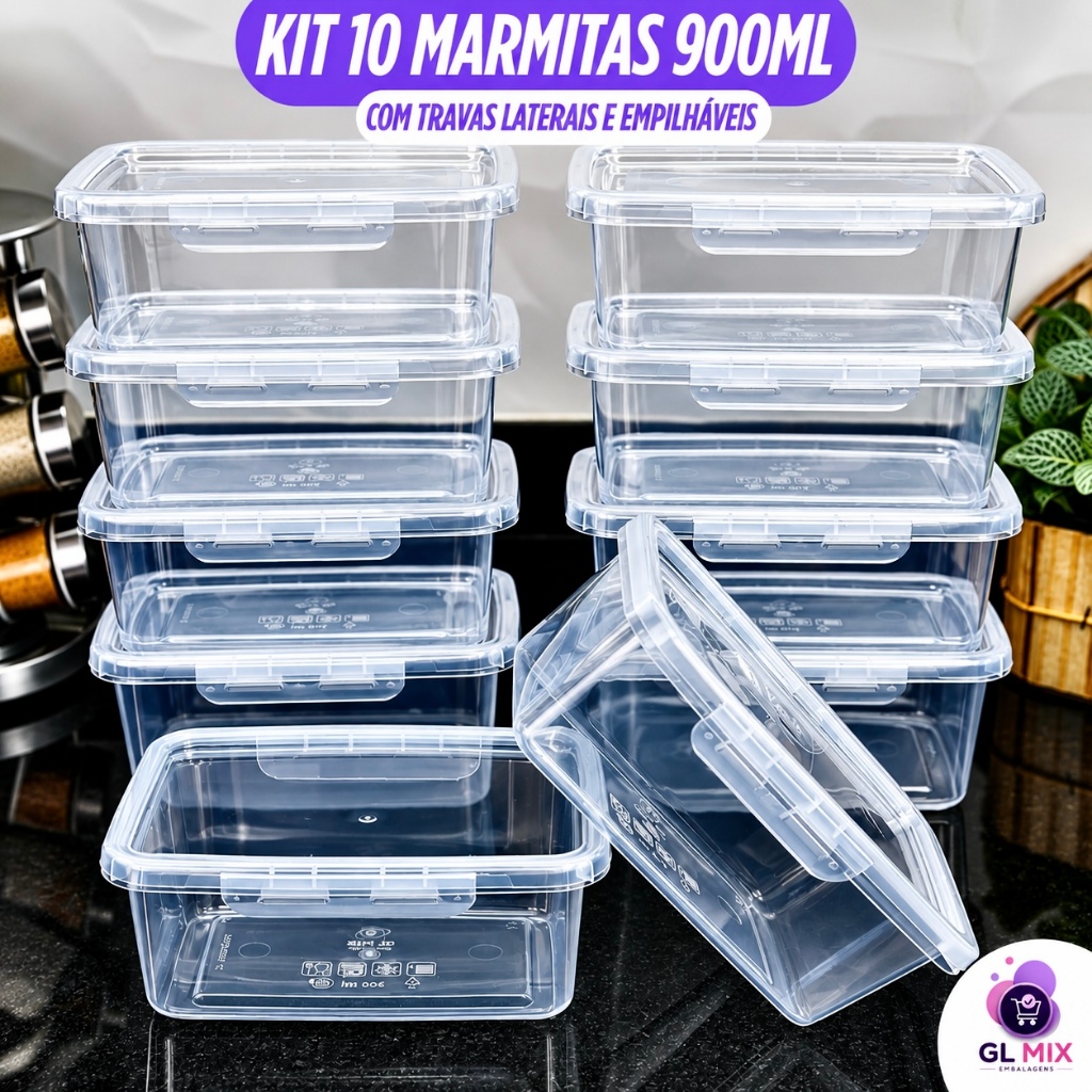 Kit 10 Marmita 900ml – Travas Hermética Pre