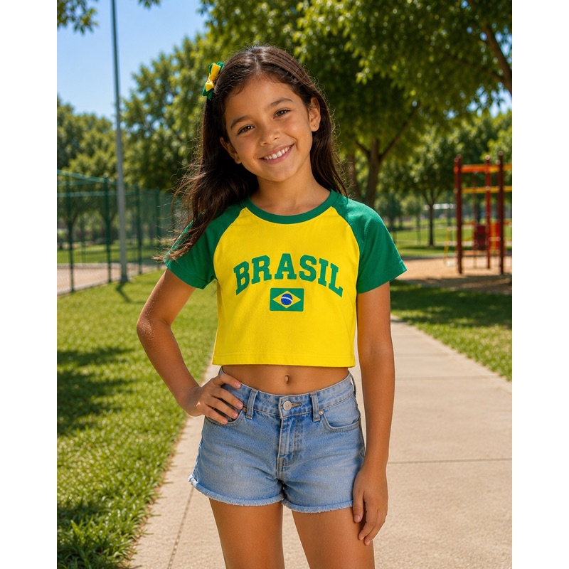 Cropped Do Brasil Infantil Juvenil Bloguerinha Mod