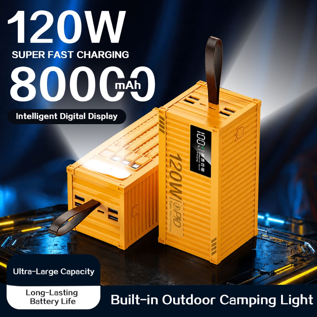 80000mah PowerBank Ao Ar Livre 120W Turbo Rápido