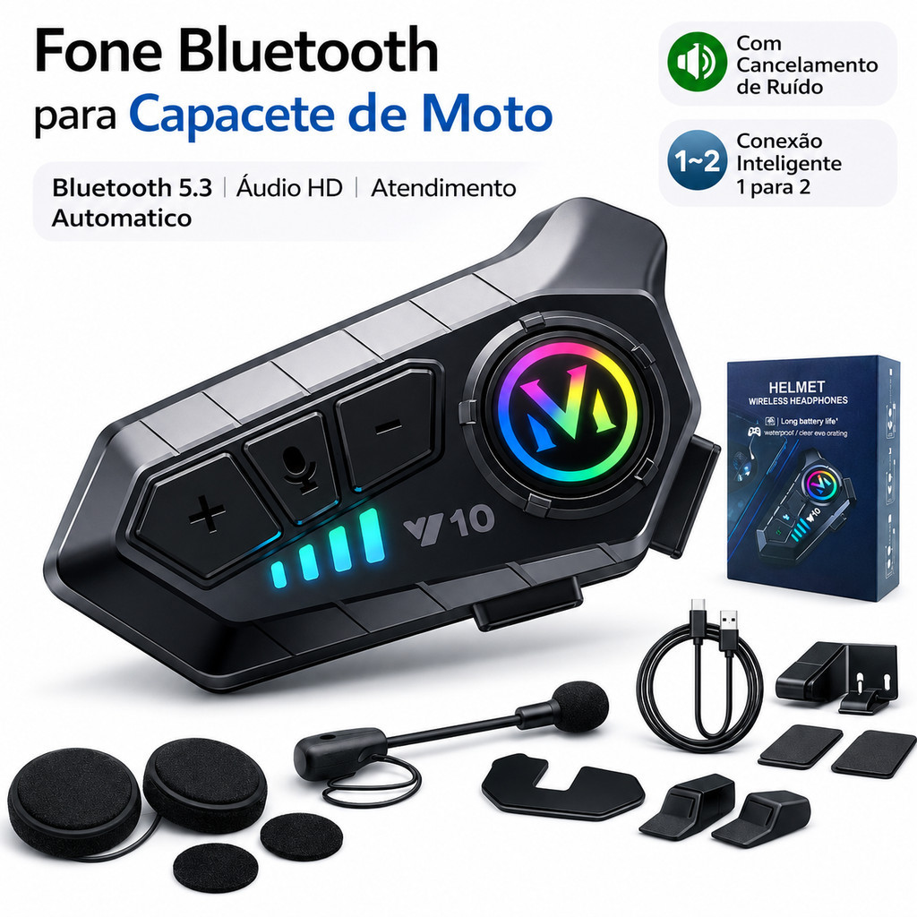 Intercomunicador Fone de Ouvido Bluetooth para Cap