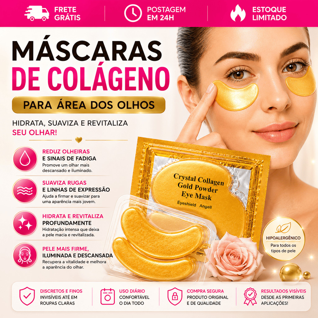 Kit Máscaras De Colágeno Olhos Anti Olheiras Ant