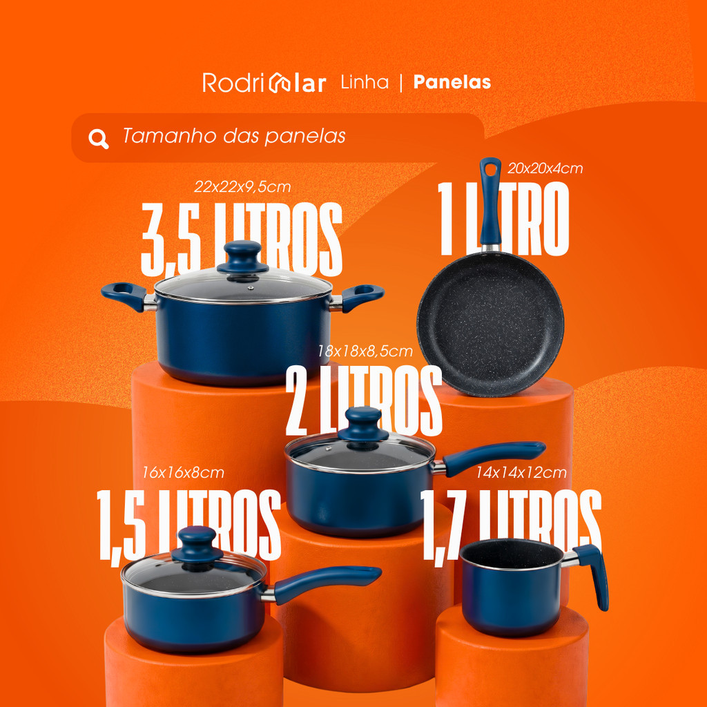 Jogo de Panelas 5 Peças Cerâmica Antiaderente Co