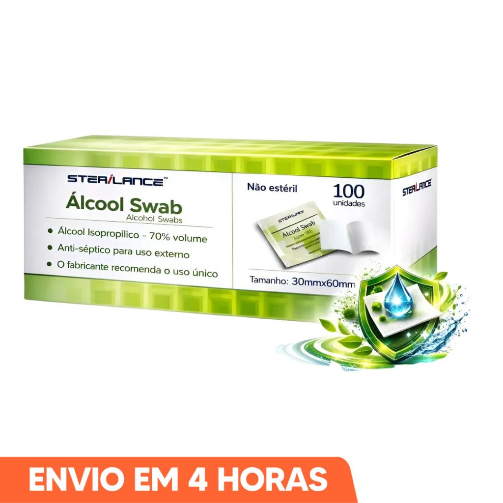 Kit Até 500un Álcool Swab Saches 70% Lenço Umed