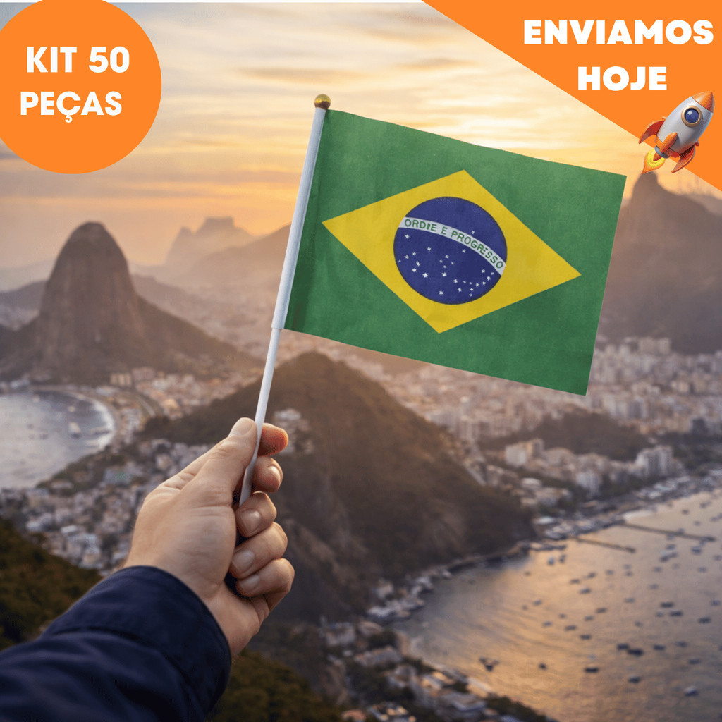 Bandeira Brasil Bandeiras de Mão 14cm X21cm KIT10