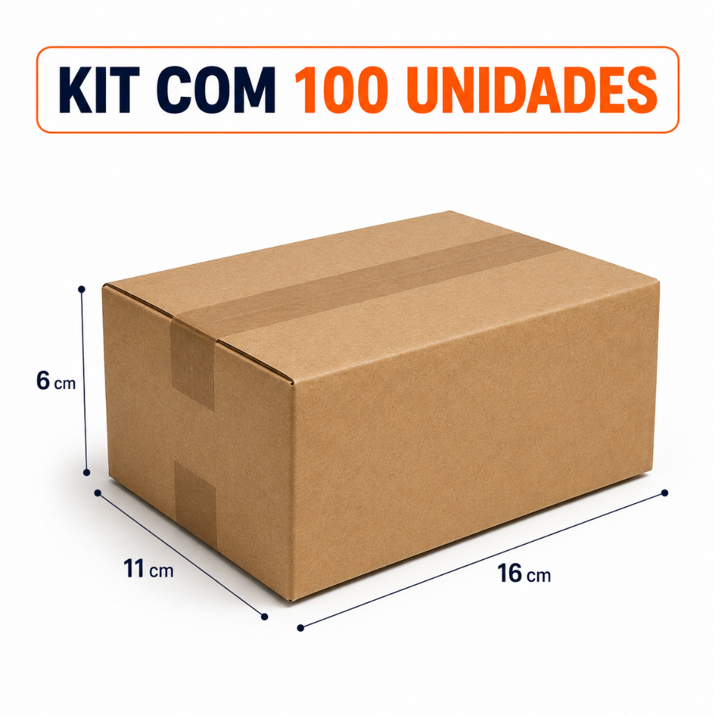 Kit 100 Unidades Caixas Papelão 16X11X6 Pequenos 