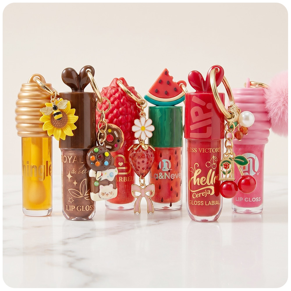Gloss Labial com Chaveiro Fofo Lip Oil Brilho Hidr