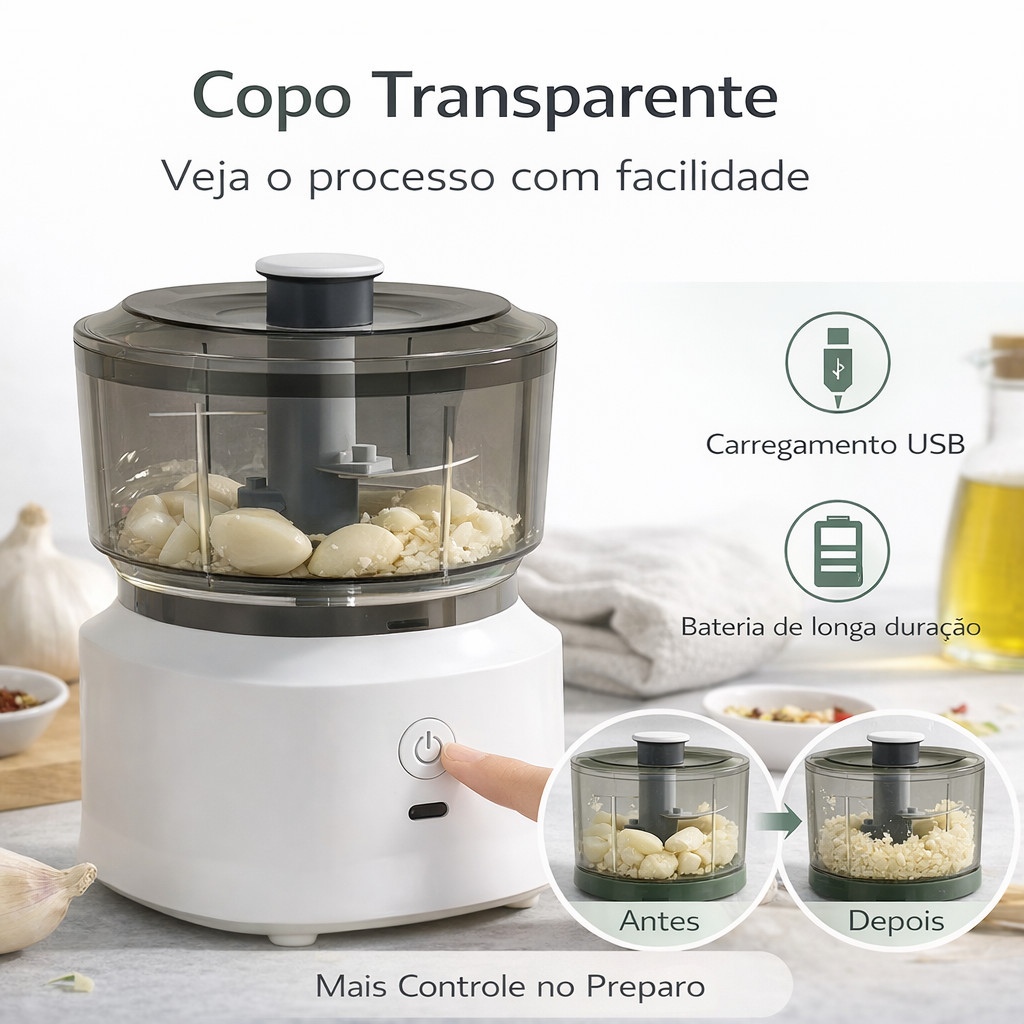 Mini Processador de Alimentos Elétrico Triturador