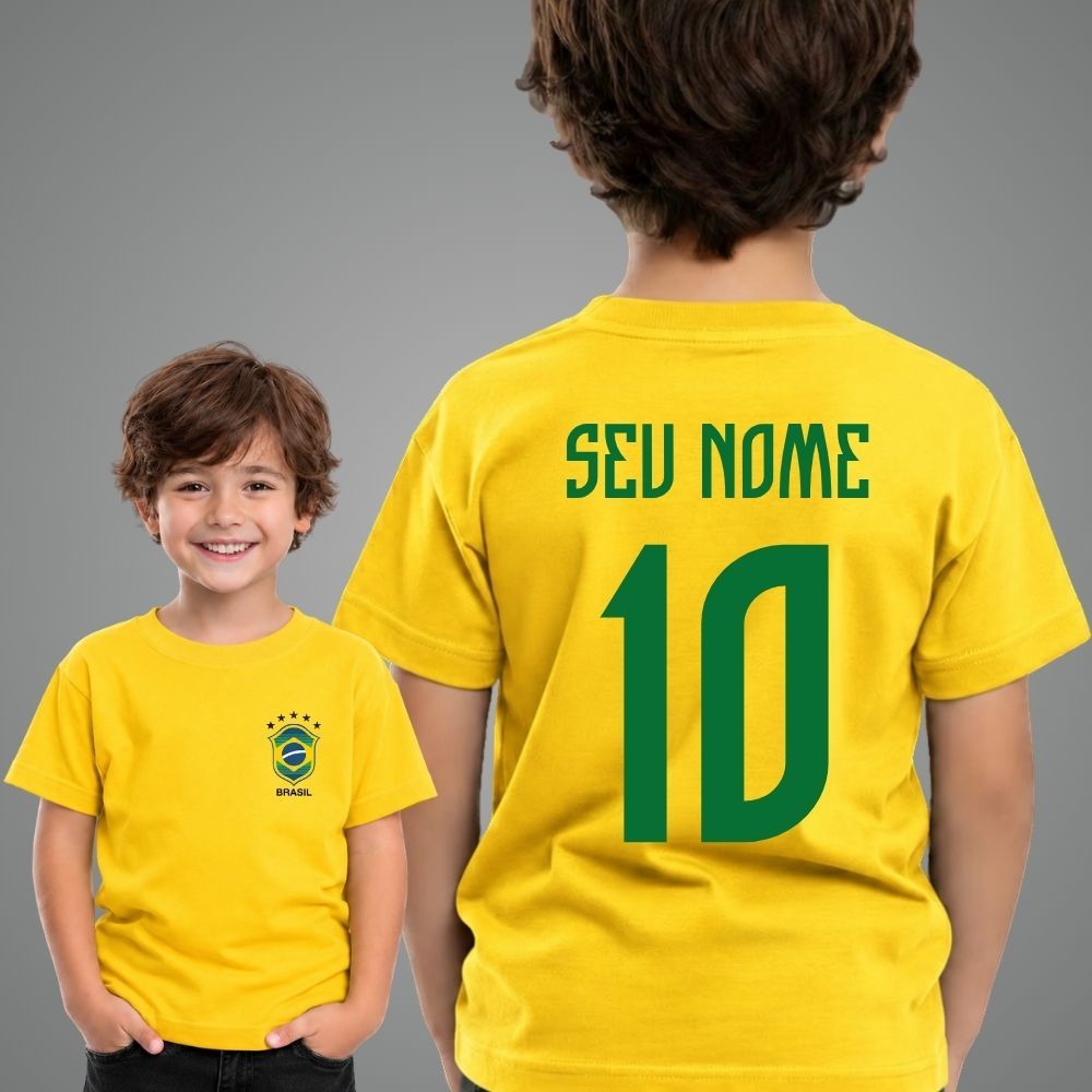 Camiseta Infantil Personalizada Nome e Numero Fute