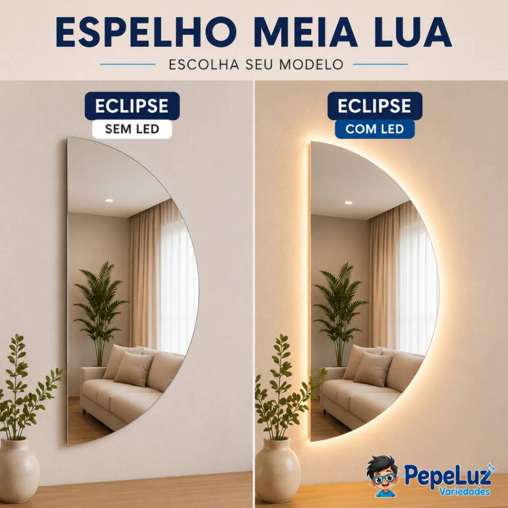 Espelho Lua Eclipse Com ou Sem LED Decorativo Banh
