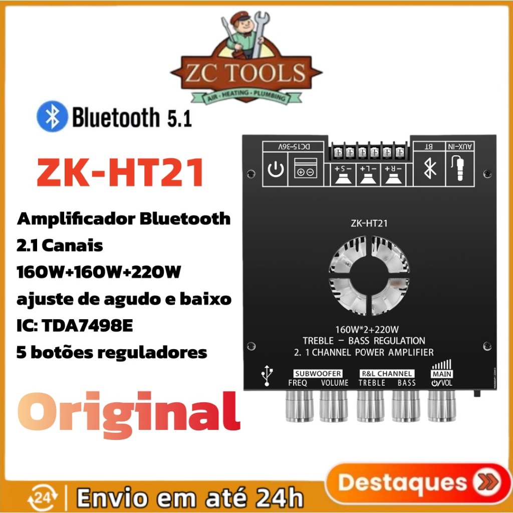 ZK-HT21 Bluetooth 5.0 Placa Amplificadora De Potê