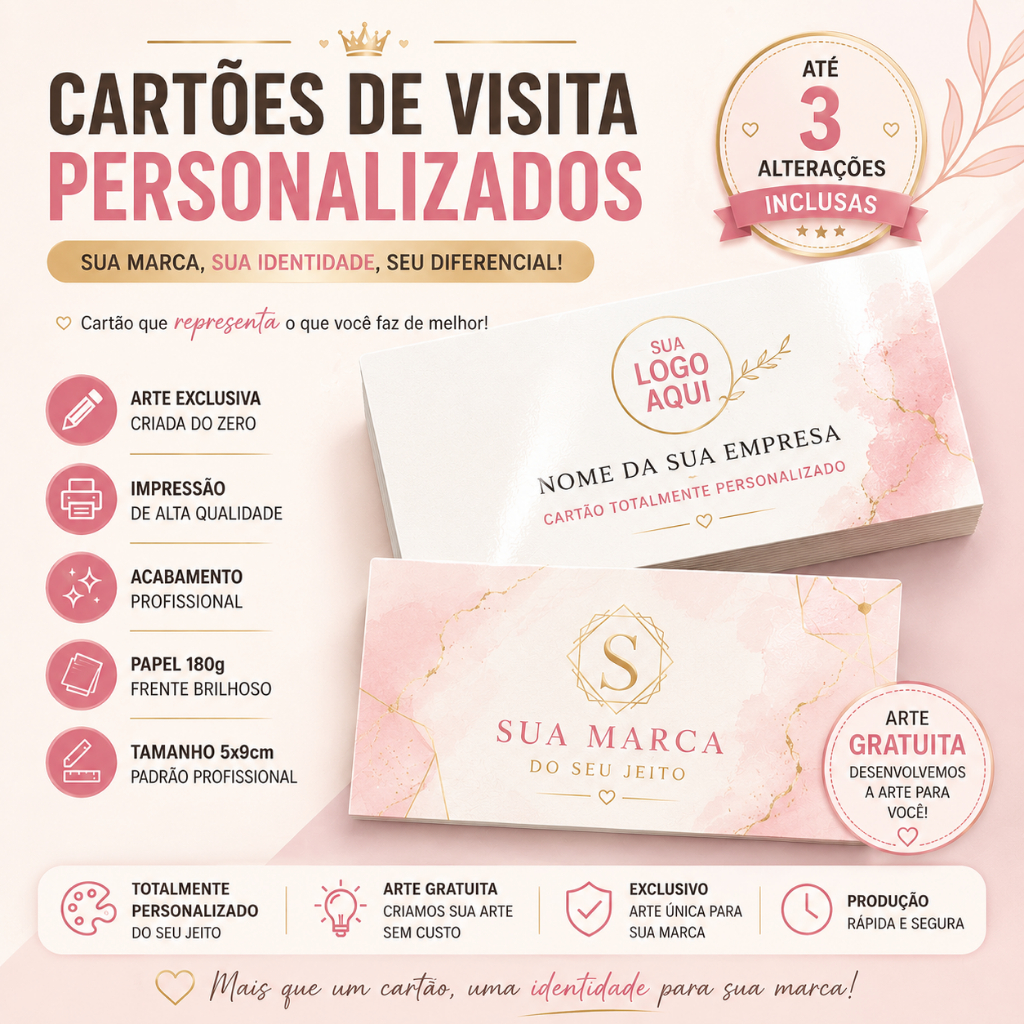 100 Cartão de Visita Personalizado 9×5,4cm |