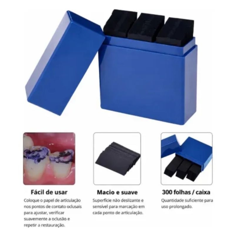 Papel carbono para ajuste oclusal dupla face 300pc