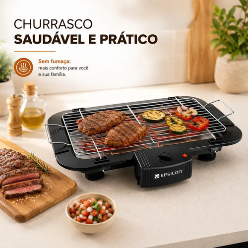 Churrasqueira Elétrica De Mesa Grelha Removível 