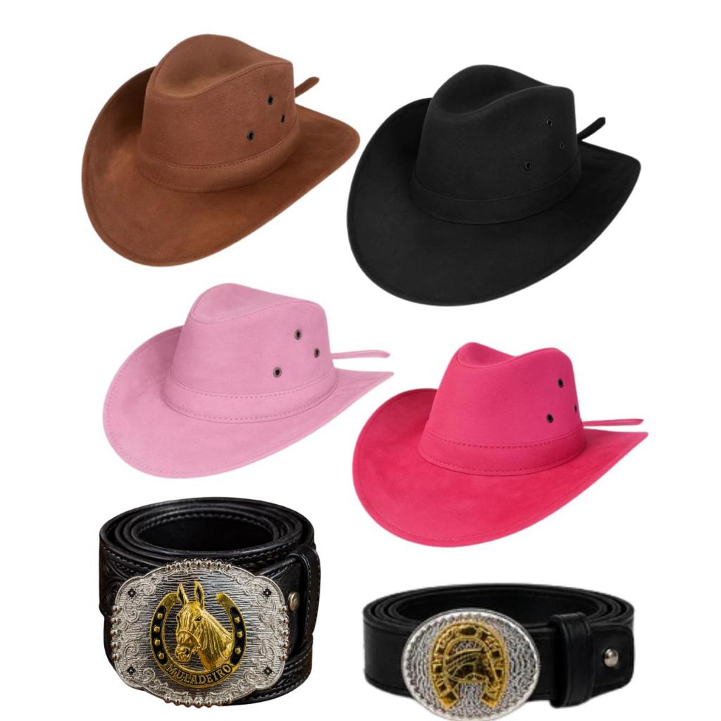 Kit Country Infantil Cinto Fivela + Chapéu Cowboy