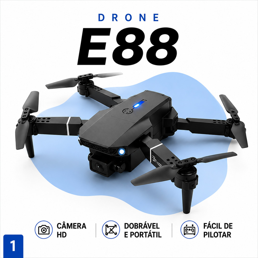 Drone E88 Pro Dobrável Câmera HD Dupla Controle 