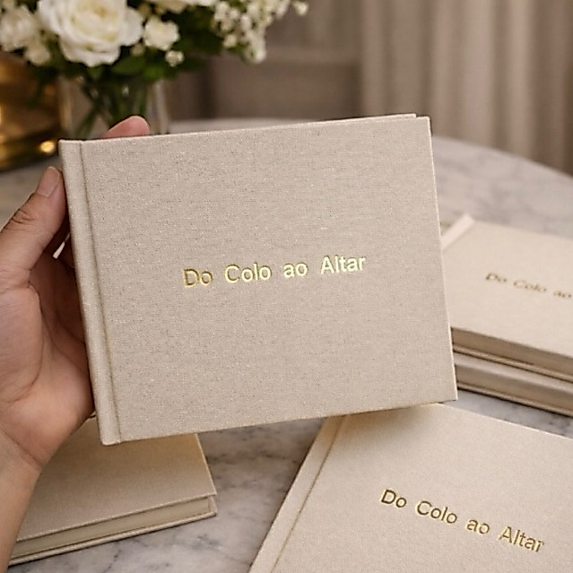 Mini album personalizado Do Colo ao Altar capa em 