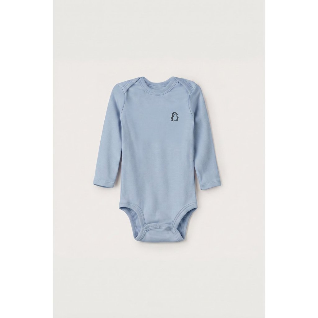Body Longo Azul Bebe Logo
