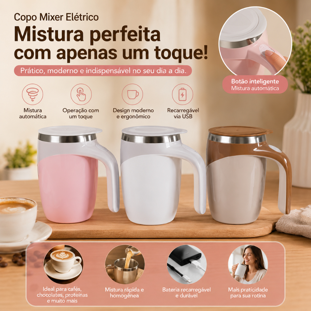 Caneca Misturadora Automática USB Recarregável 3