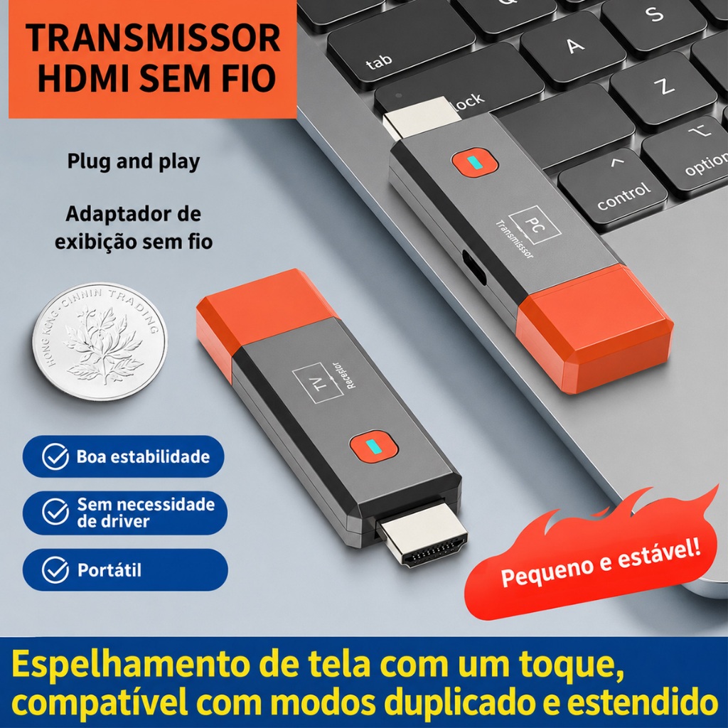 Transmissor e Receptor HDMI Sem Fio 1080p – 