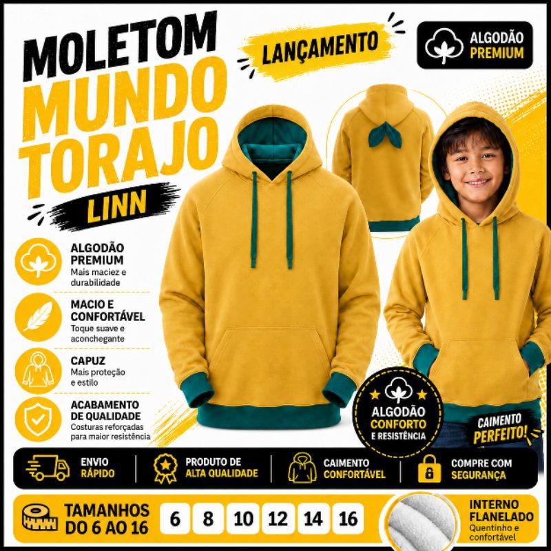 Moletom Mundo Torajo Infantil  Confortável, Estil