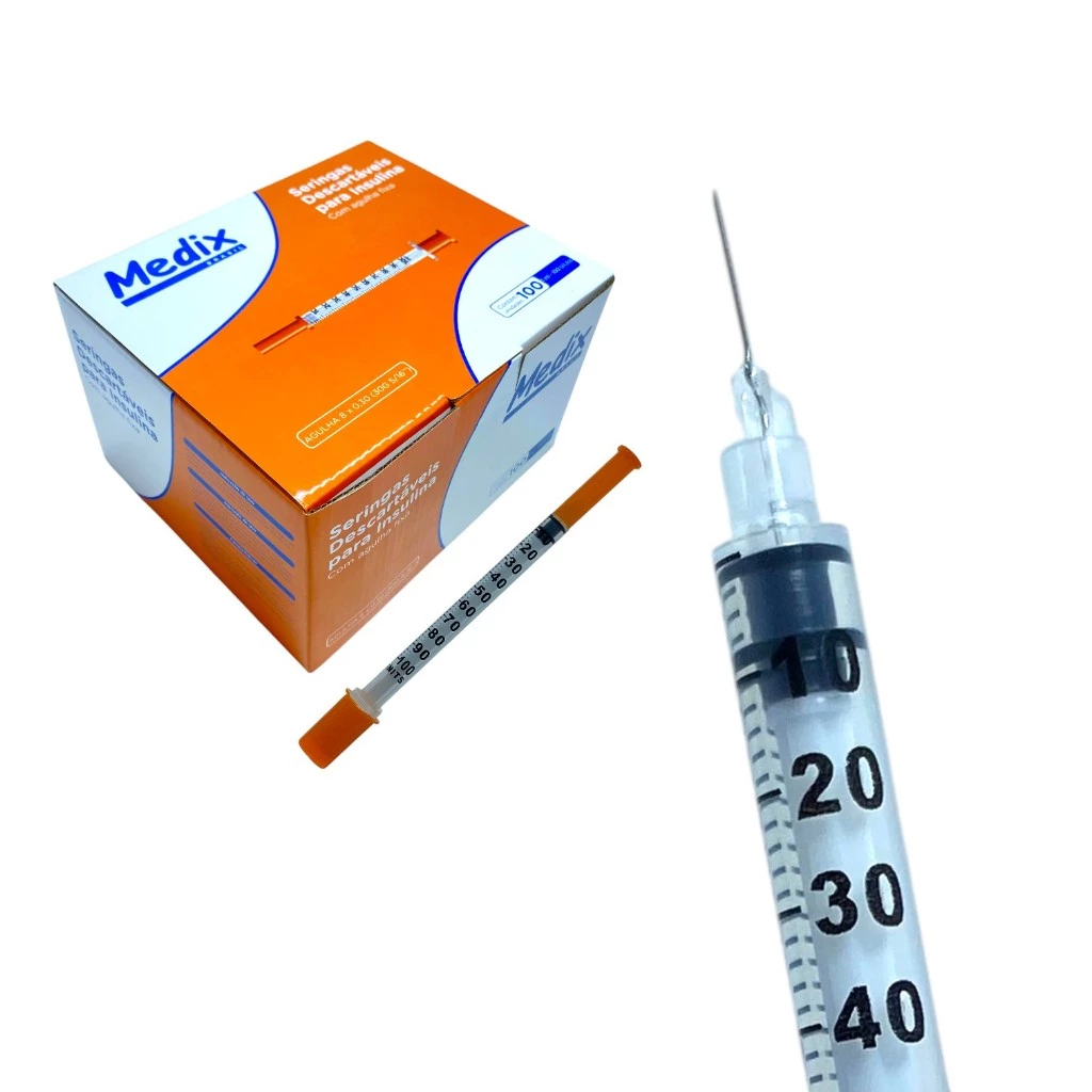 Seringa de Insulina Medix 1ml 100UI com Agulha 8&#
