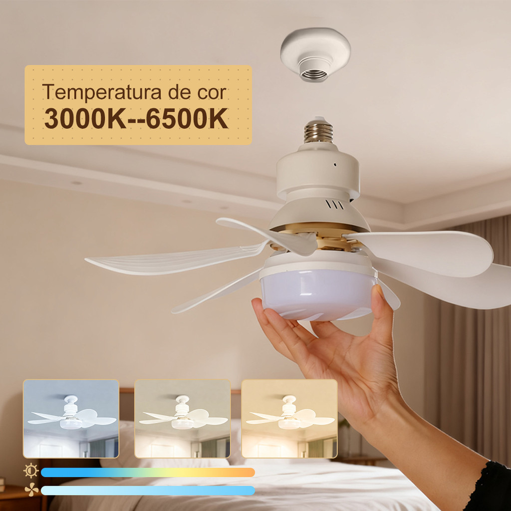 Ventilador De Teto LED Silencioso, Moderno e com C