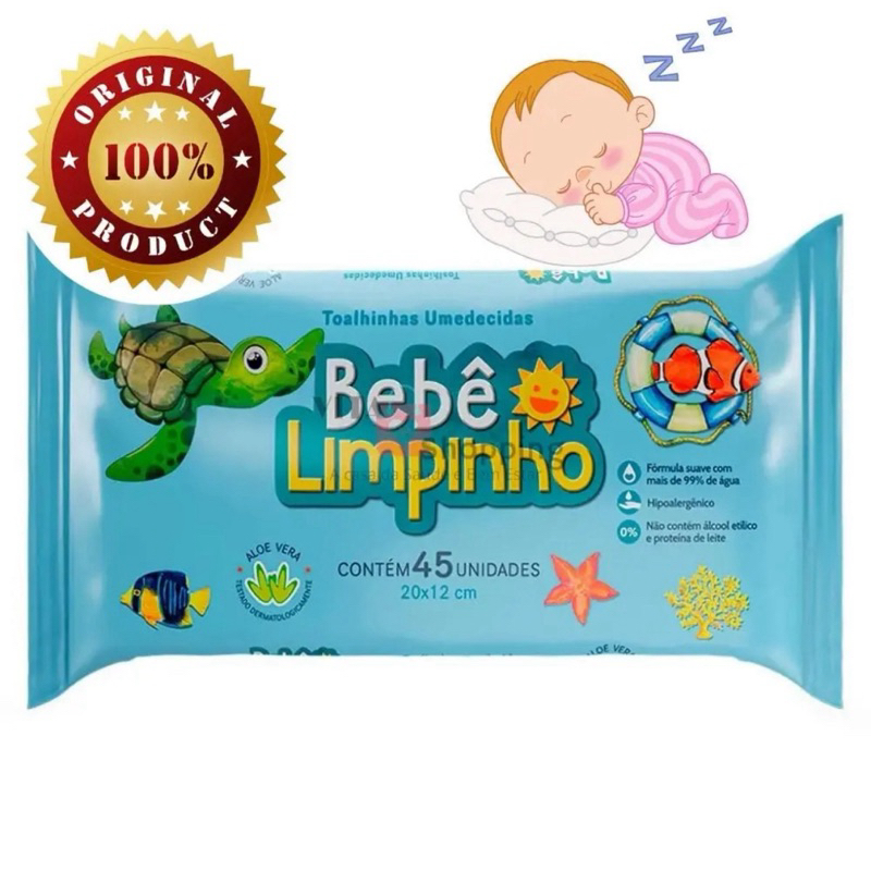 Toalhinha Umedecidas Bebê Limpinho com 45 unidade