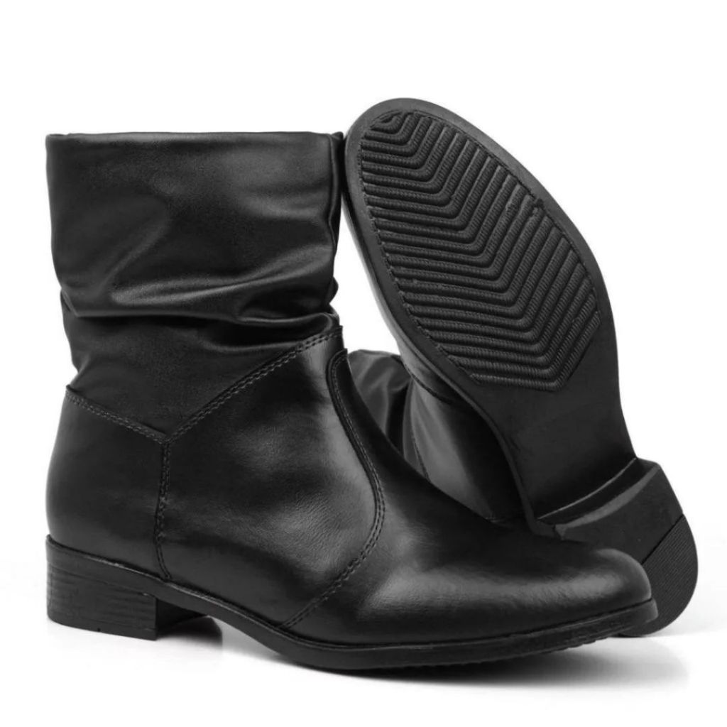 Botinha Salto Baixo Moda Fashion Coturno Feminino 