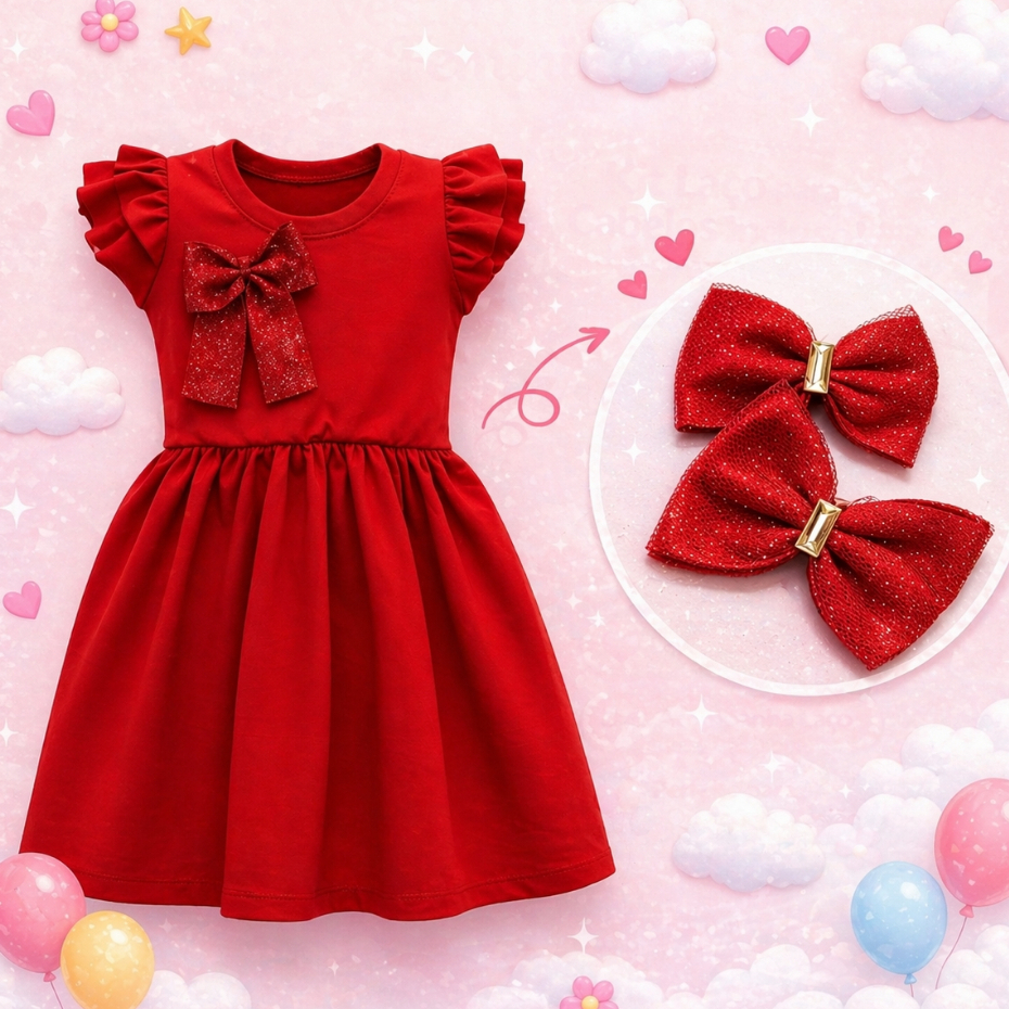 Vestido Infantil Menina 2 ao 8 anos + kit laço pa