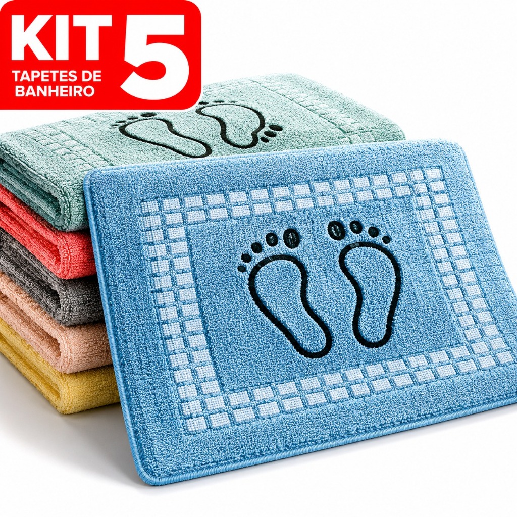 Kit 5 Tapete Piso Premium Toalhinha Para Banheiro 