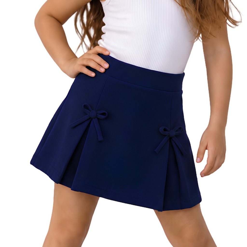 Short Saia Infantil Feminino com Laços Alfaiatar