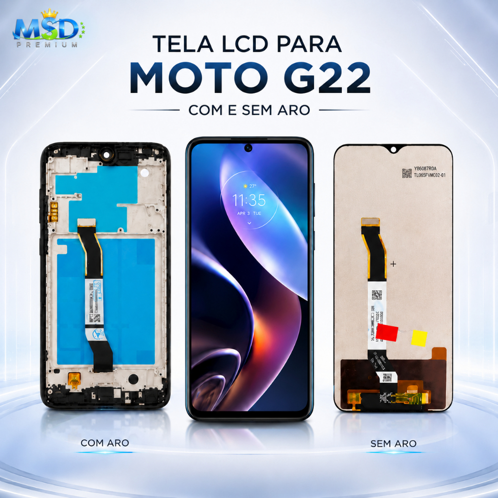 Tela Frontal Touch LCD Display Moto G22 XT2231 