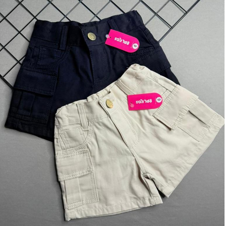 Short Jeans Menina Cargo Infantil Bermuda Juvenil 