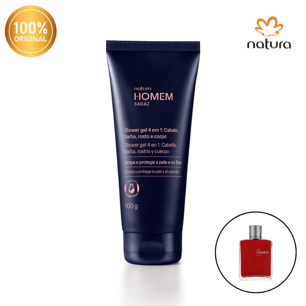Shower Gel 4 em 1: Cabelo, barba, rosto e corpo Na