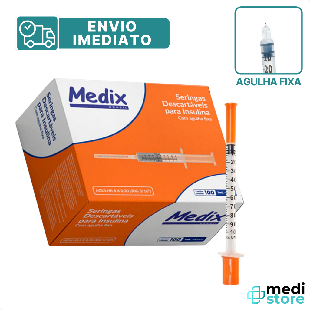 Seringa 1mL 12,7 X 0,33mm com Agulha Fixa Insulina