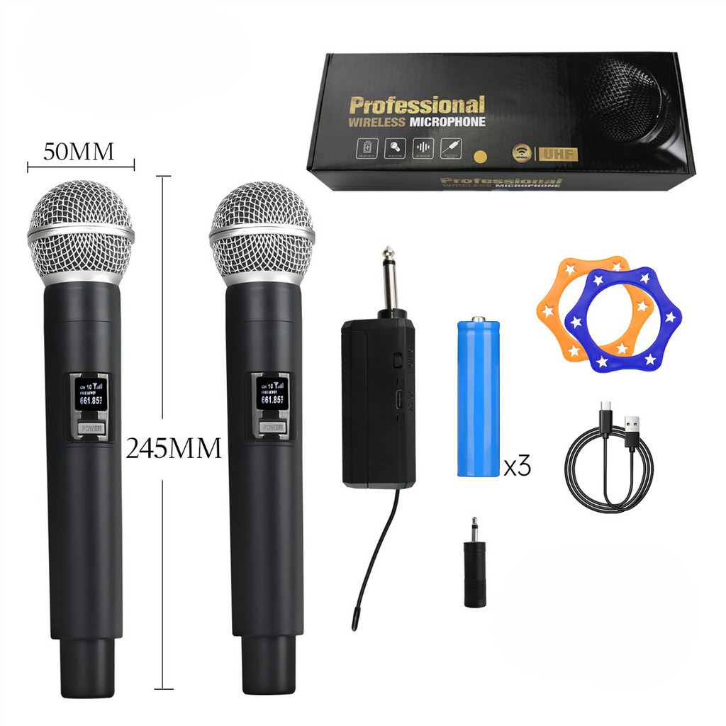 Cunjuto 2 Microfones Sem Fio Profissional UHF Dupl