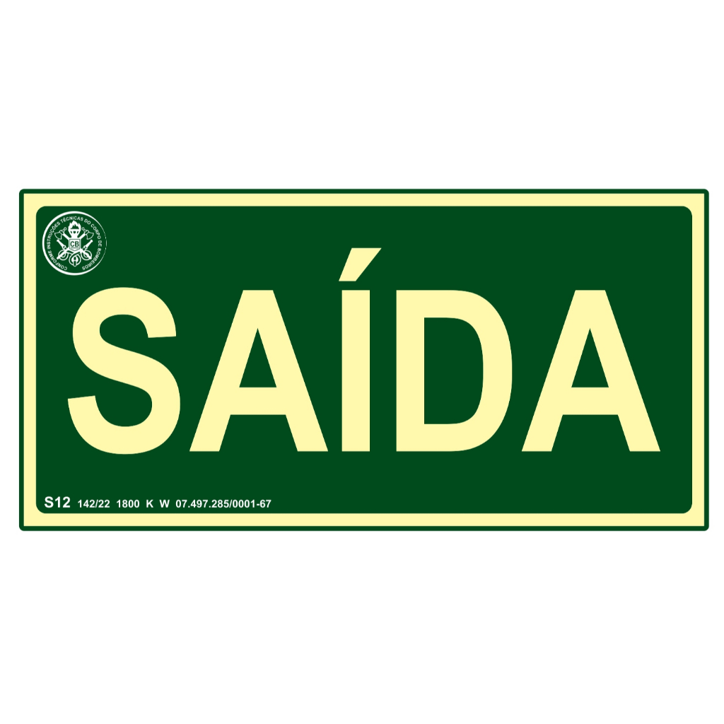 Placa de Sinalização Fotoluminescente Saída S12