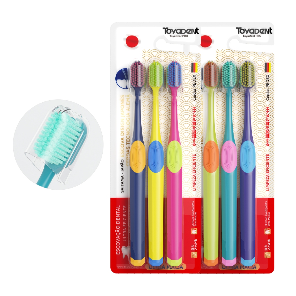 ToyaDent Escova Dentes Adultos,Kit 3 Unidades,Prem