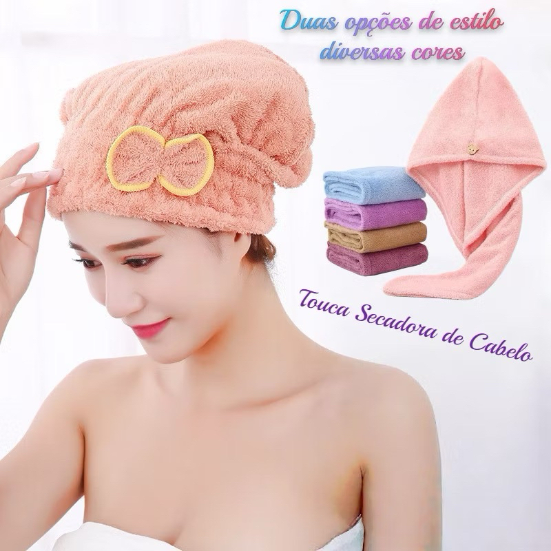Touca de Banho Microfibra Super Absorvente Secagem